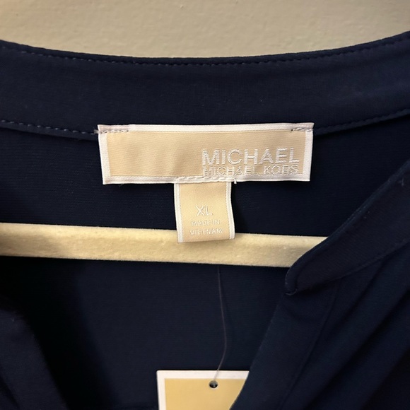 NWT Michael Kors Blue Long Sleeve Half Zip Blouse TunicTop XL - Picture 5 of 6